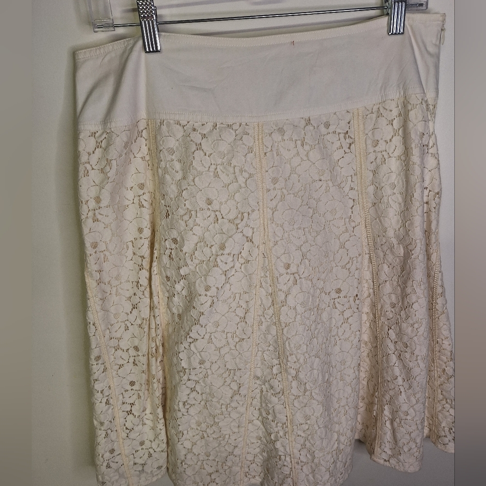 Axcess Cream Lace A Line Panelled Skirt Knee Length Size 10